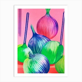 Onion Risograph Retro Poster vegetable Art Print