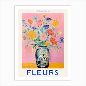 French Flower Poster Scabiosa Art Print