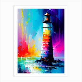 Lighthouse Waterscape Bright Abstract 2 Art Print