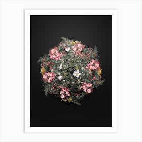 Vintage Hedge Rose Flower Wreath on Wrought Iron Black n.0340 Art Print