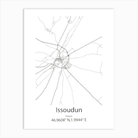 Issoudun,France Minimalist Map Art Print