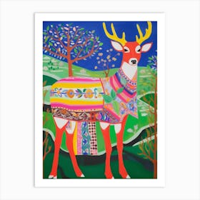 Maximalist Animal Painting White Tailed Deer 1 Art Print