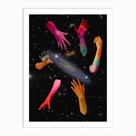 Retro Science Fiction Hands In Space Art Print