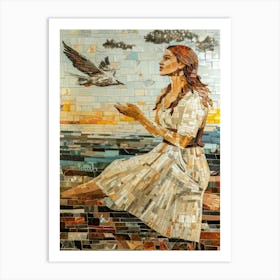 Woman With A Bird 1 Art Print