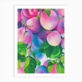 Plum 1 Risograph Retro Poster Fruit Art Print