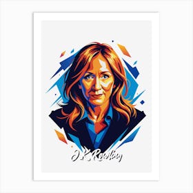 J.K. Rowling Portrait WPAP Pop Art Art Print