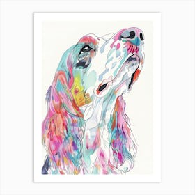 Pastel Watercolour Irish Setter Dog Line Illustration 3 Art Print
