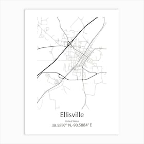 Ellisville,United States Minimalist Map 1 Art Print