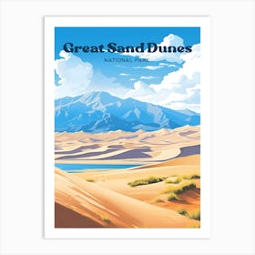 Great Sand Dunes Colorado Desert Dunes Travel Illustration Art Print