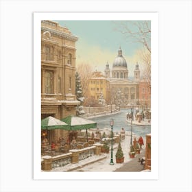 Vintage Winter Illustration Budapest Hungary 5 Art Print