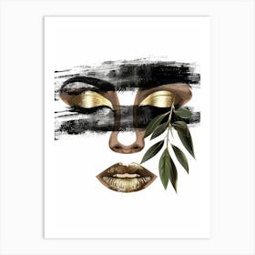 Gold Leaf Face Art Print