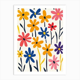 Flowers On A White Background 6 Art Print