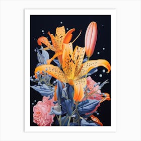 Surreal Florals Gloriosa Lily 1 Flower Painting Art Print