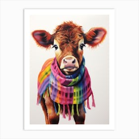 Baby Animal Wearing Sweater Cow 2 Art Print