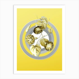 Botanical Morning Glory in Gray and Yellow Gradient n.304 Art Print