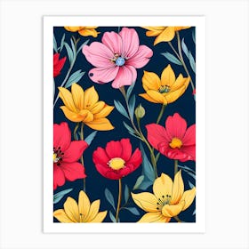 Seamless Floral Pattern 12 Art Print