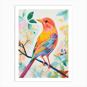 Colourful Bird Painting Lark 1 Art Print