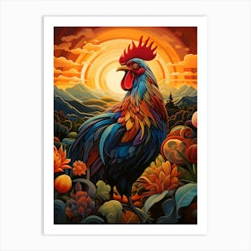 Rooster At Sunrise 1 Art Print