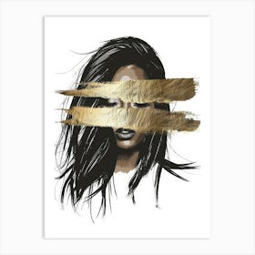 Woman With Gold Paint On Her Face 1 Art Print