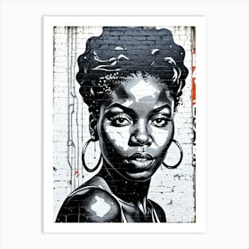 Vintage Graffiti Mural Of Beautiful Black Woman 114 Art Print