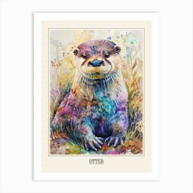 Otter Colourful Watercolour 2 Poster Art Print