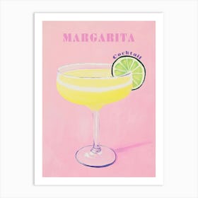 Pastel Cocktail Margarita, Text Glas und Zitrone, pink love Art Print