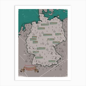 Vintage Map Of Germany Art Print