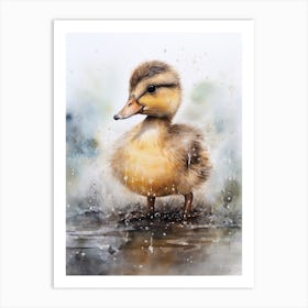 Duckling In The Rain Art Print