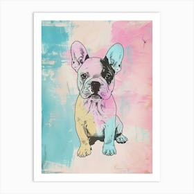 Pastel Watercolour French Bulldog Line Illustration 1 Art Print