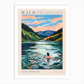 Wild Swimming At Loch Morlich Scotland 1 Poster Art Print