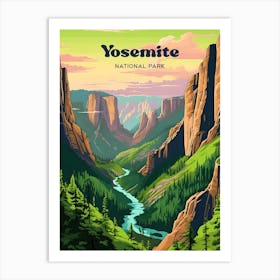 Yosemite National Park California Mountain Modern Travel Art Art Print