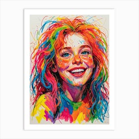 Girl In Bright Colors Art Print