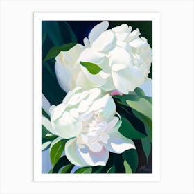 Gardenia Peonies White Colourful Painting Art Print