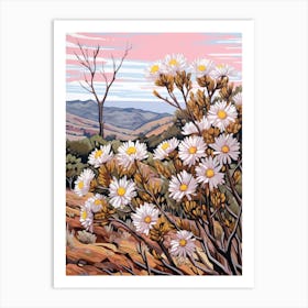 Asters 5 Flower Painting Art Print