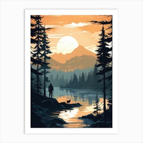 Sunset Landscape In The Forest Art Print