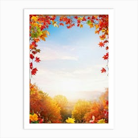 Bright Autumn Frame Encapsulating A Scene Of Seasonal Foliage Branches Laden With Various Hues Of R (7) Art Print