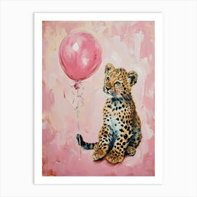Cute Leopard 3 With Balloon Art Print