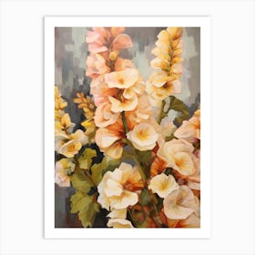 Fall Flower Painting Hollyhock 1 Art Print