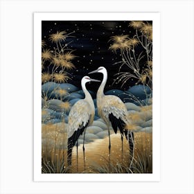 Cranes At Night Art Print