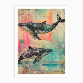 Kitsch Retro Whale Collage 3 Art Print