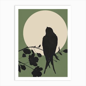 Swallow In The Moonlight 1 Art Print