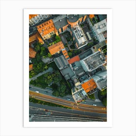 Top view street Milan Photo Poster Art Print