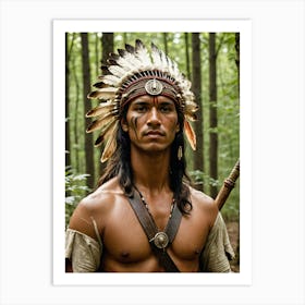 Indian Man In The Forest 2 Art Print