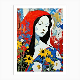 Red Hooded Woman, Pop Art Art Print