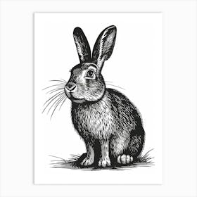 Argente Blockprint Rabbit Illustration 2 Art Print