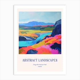 Colourful Abstract Thingvellir National Park Iceland 2 Poster Blue Art Print