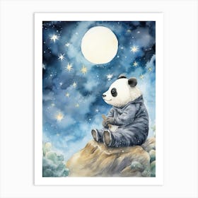 Panda Art Stargazing Watercolour 4 Art Print