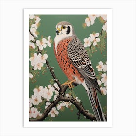 Ohara Koson Inspired Bird Painting American Kestrel 4 Art Print