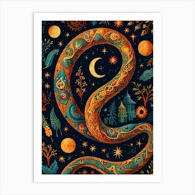 Snake In The Night Art Print