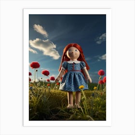 Doll In A Field Of Flowers Art Print